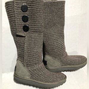 UGG Taupe Knit Fold-Over Boots